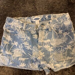 Old Navy Tropical Print Jean Shorts